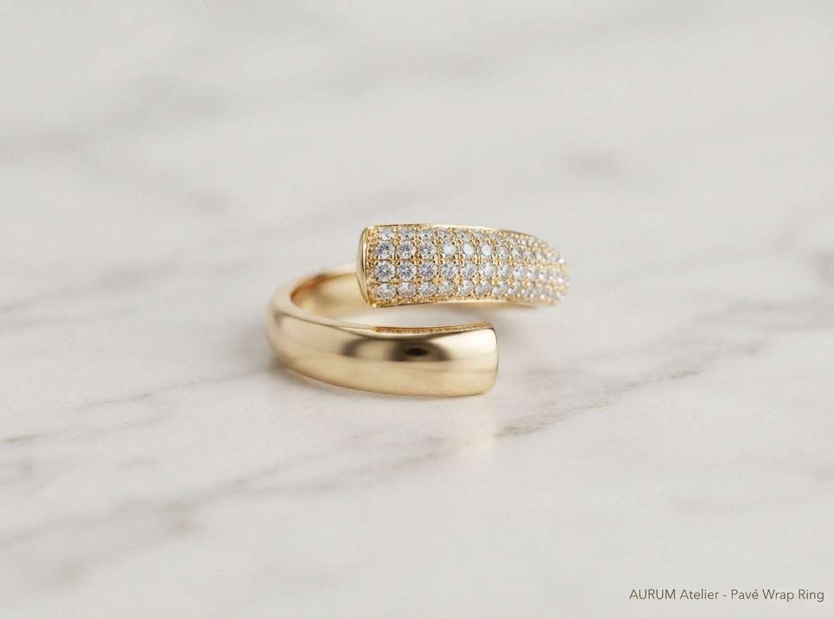 S925 Zirconium Crystal Aurum atalier Gold Adjustable Ring