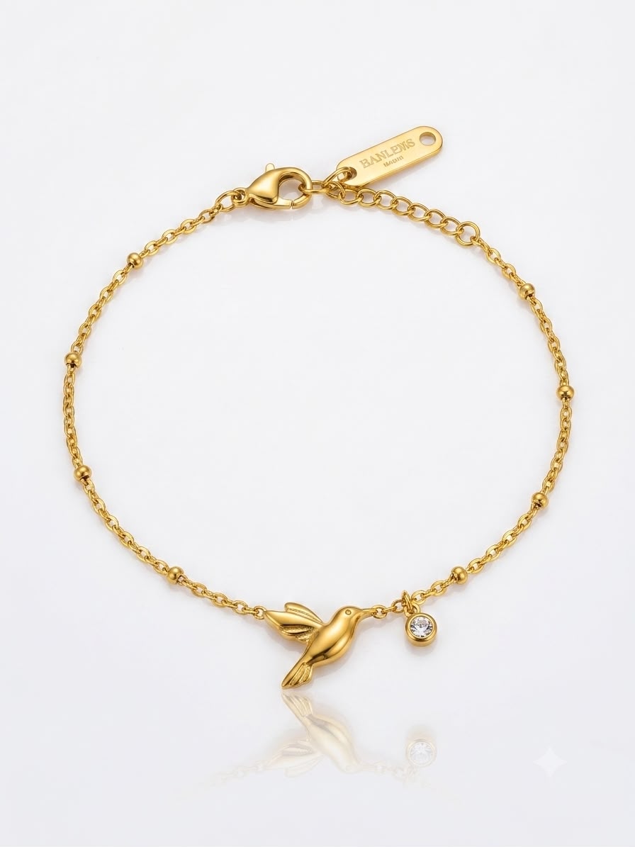 ✨Stainless Steel Gold falcon beaded chain bracelet ✨
