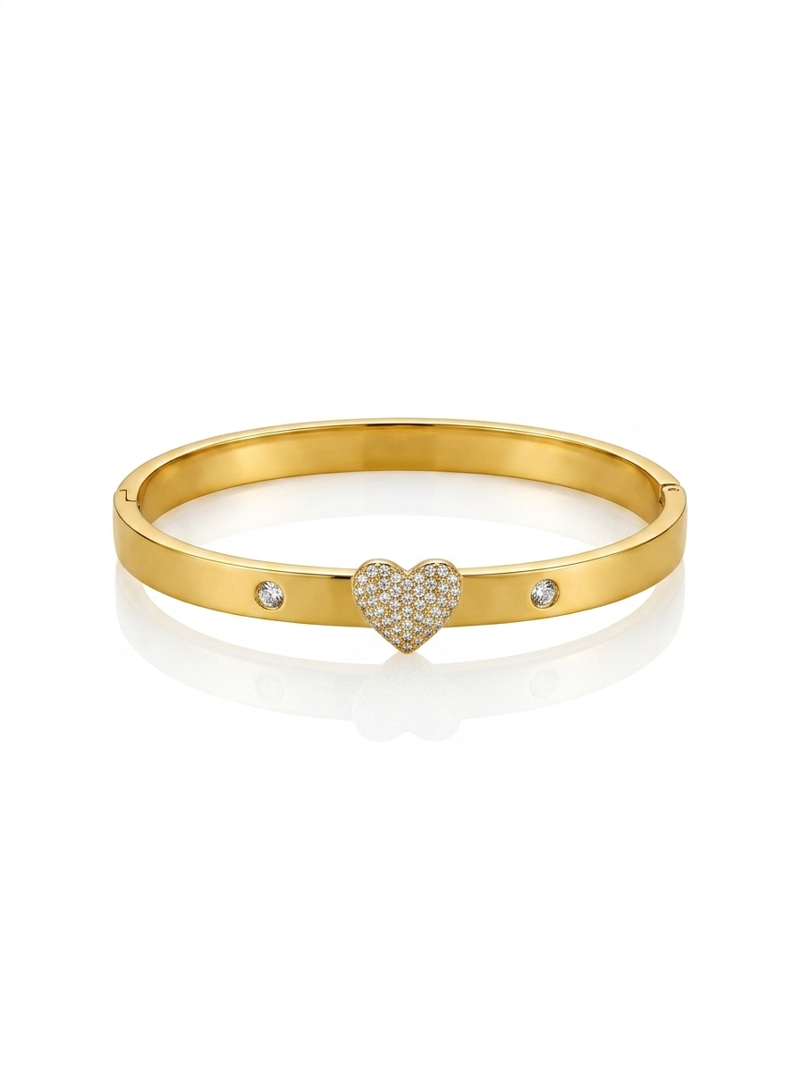 Exquisite Stainless steel Cystal Heart cuff bracelet