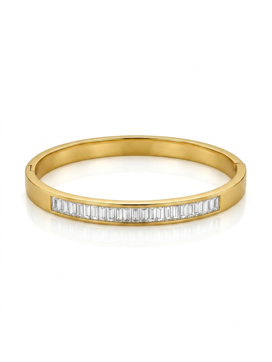 Exquisite Stainless steel Cystal diamond cut cuff bracelet