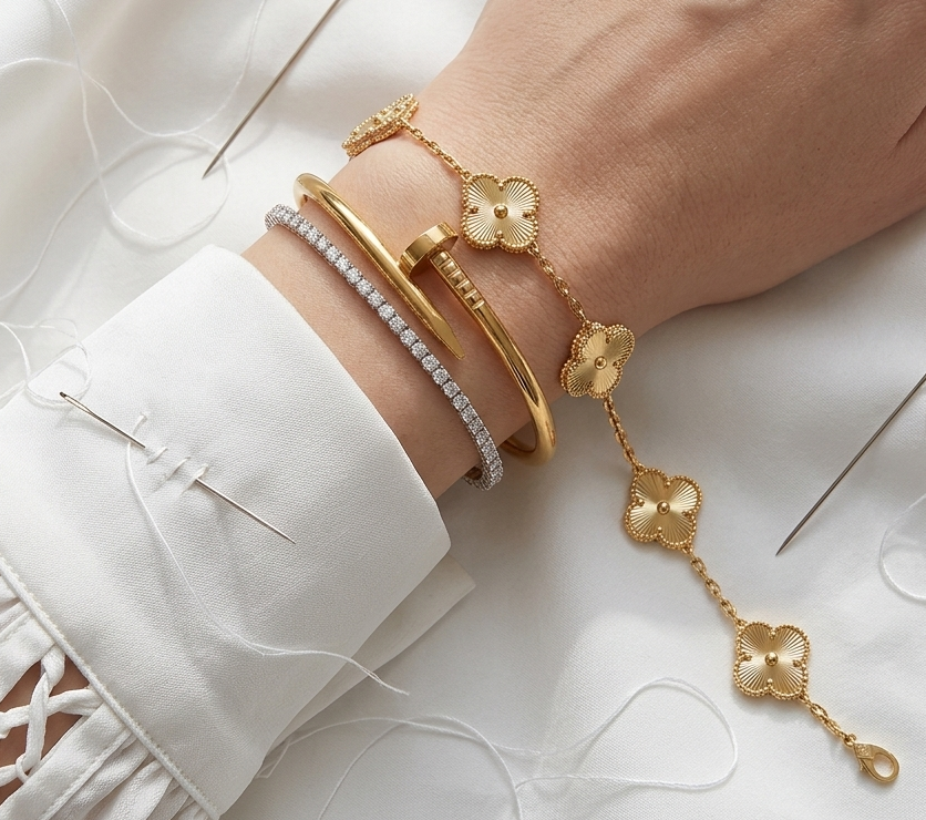 ✨Statement Gold Carte Tennis Trio Stack ✨