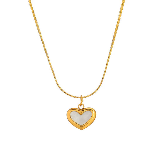 ✨Stainless steel White Enamel Gold Heart Pendant ✨