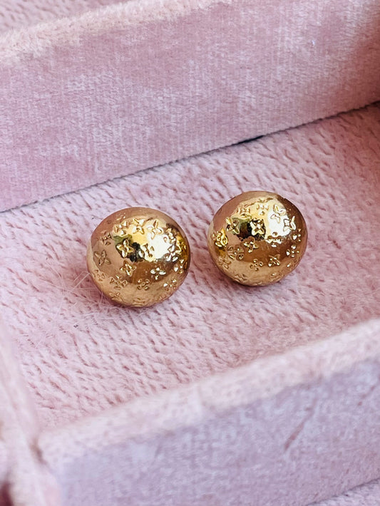 Stainless Gold Round Louis Stud Earrings ✨