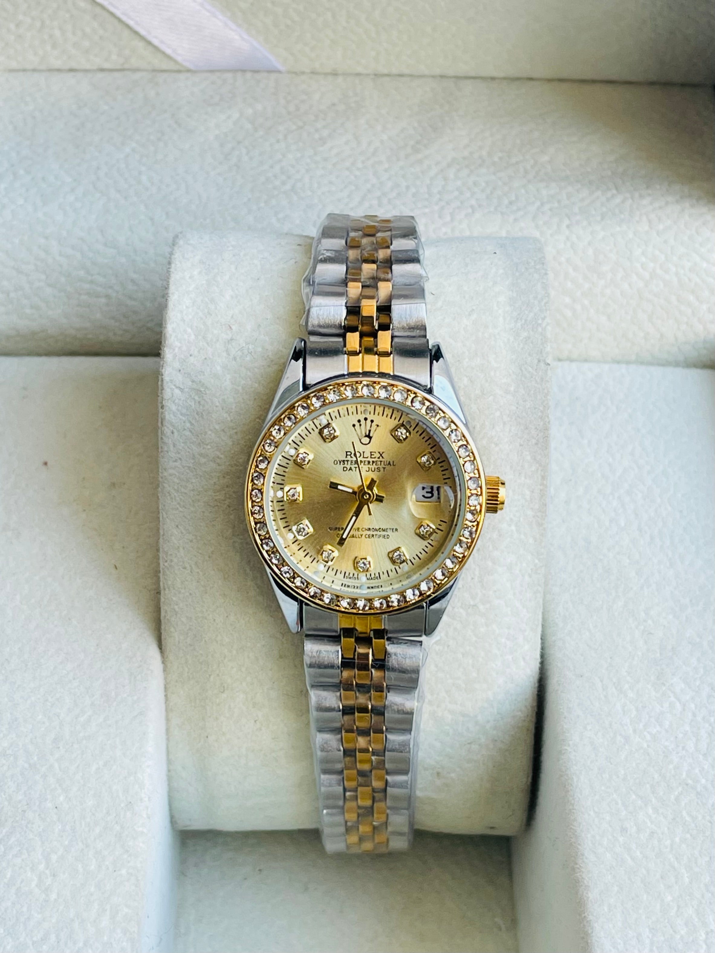 SilverxGold Perpetual Gold Dial Crystal Studded Watch ✨