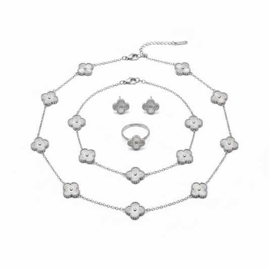 ✨Exclusive Vanity Silver Clover Jewelry Set ✨