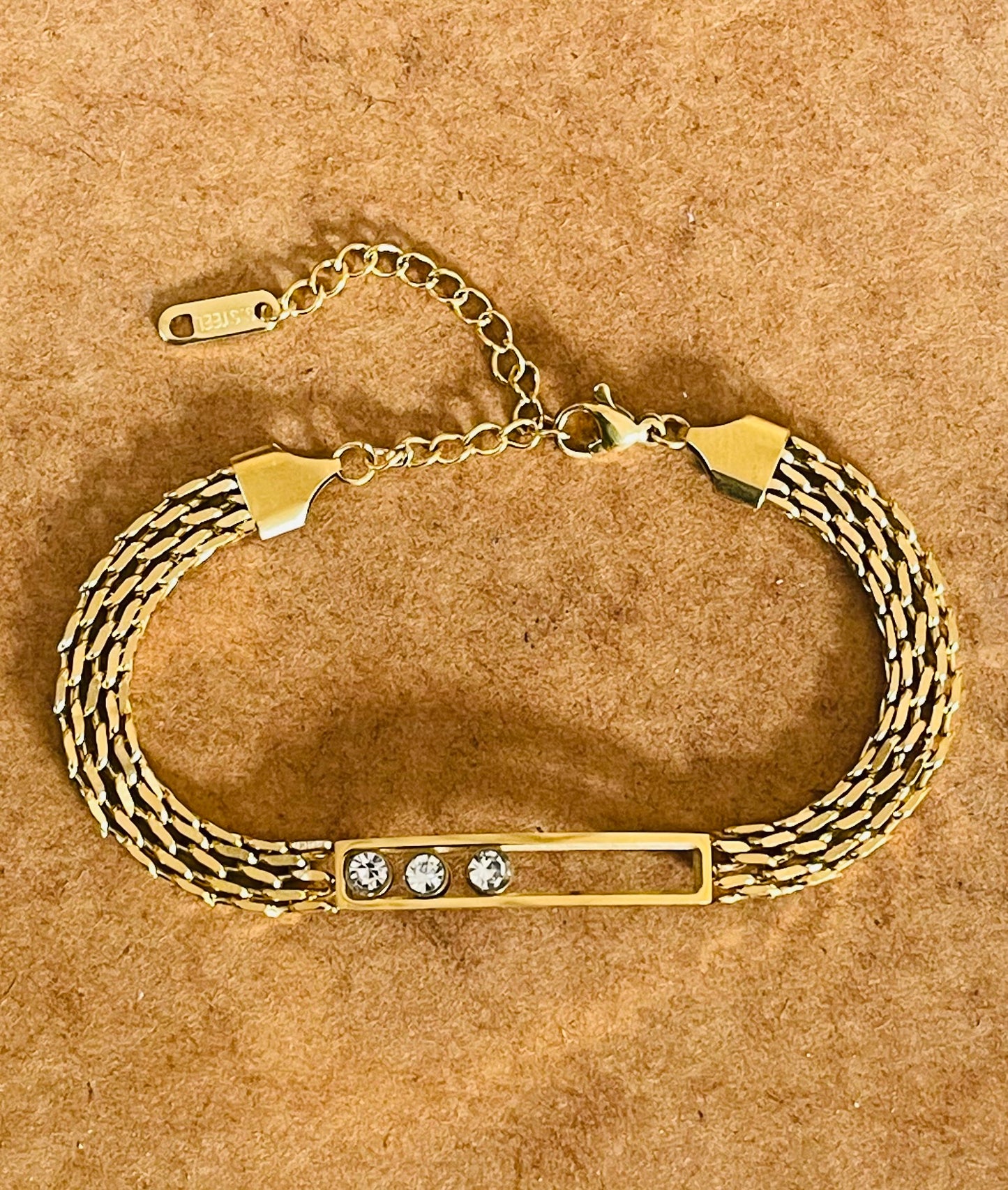 ✨Stainless steel Gold Link Crystal chain Bracelet ✨