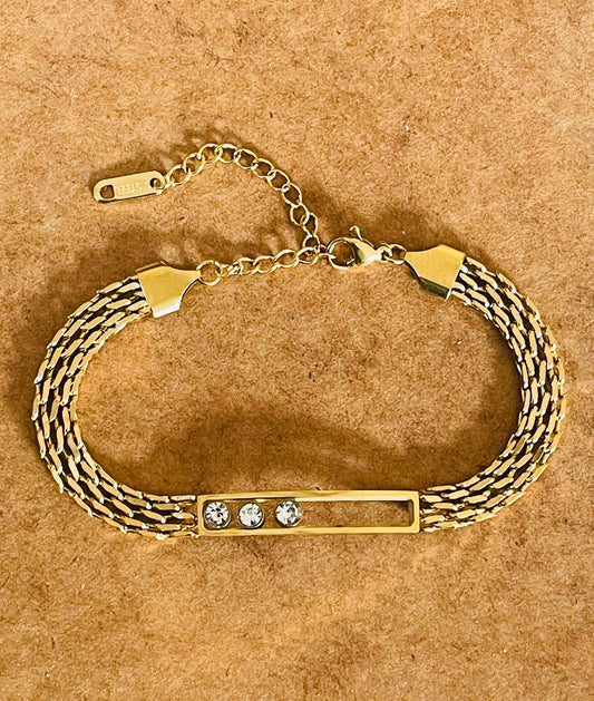 ✨Stainless steel Gold Link Crystal chain Bracelet ✨