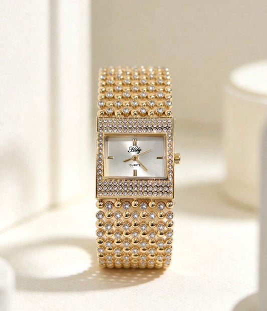 ✨Exclusive SS Zircon Studded Gold Luxurious Watch ✨