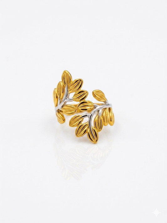 ✨Stainless steel Gold Leaf Adjustable Ring ✨