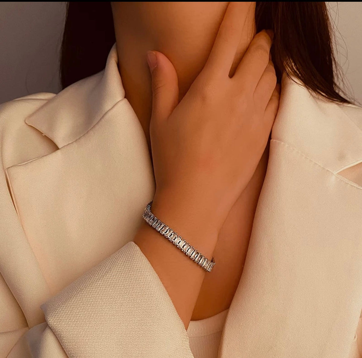 Diamond cut luxe tennis chain bracelet ✨
