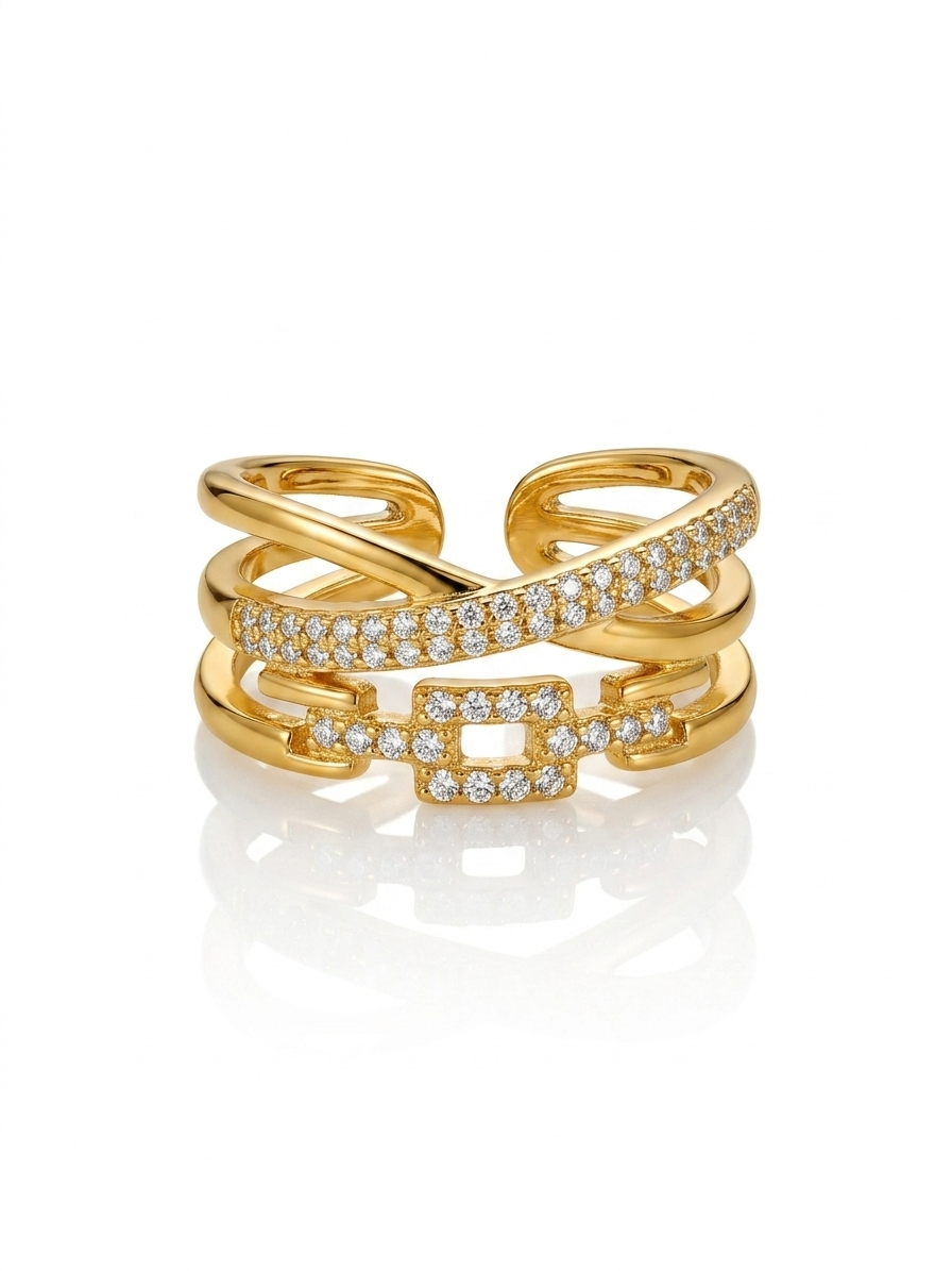 ✨Exclusive Zirconia Gold Link Adjustable Ring ✨