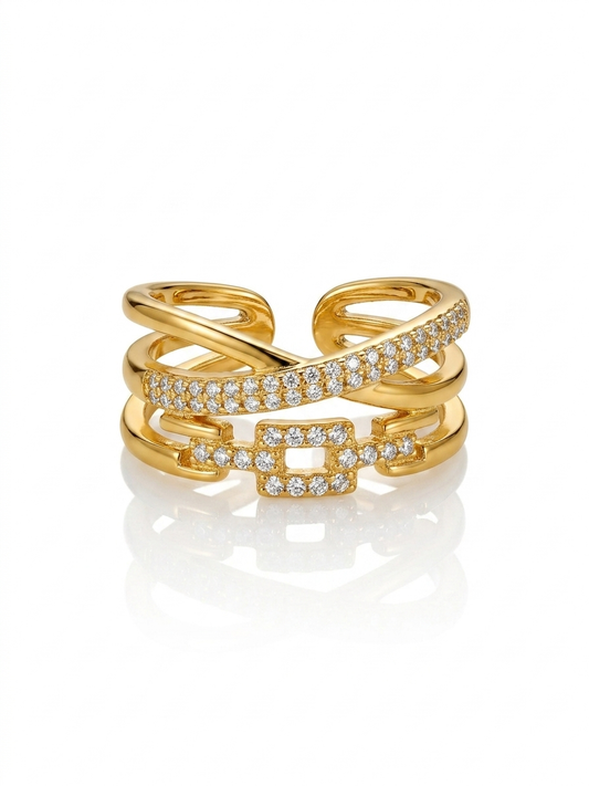 ✨Exclusive Zirconia Gold Link Adjustable Ring ✨