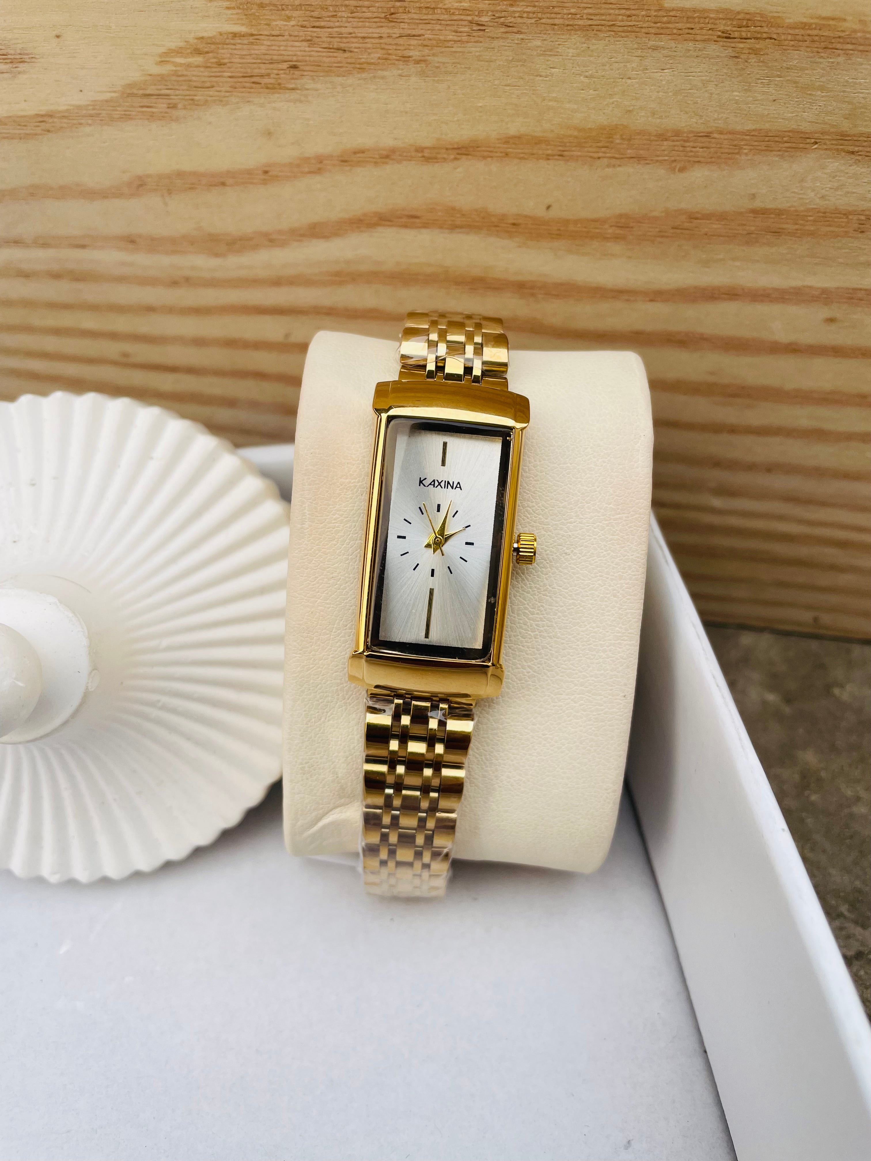 Sabrina High Grade White and Gold Mettalic Watch