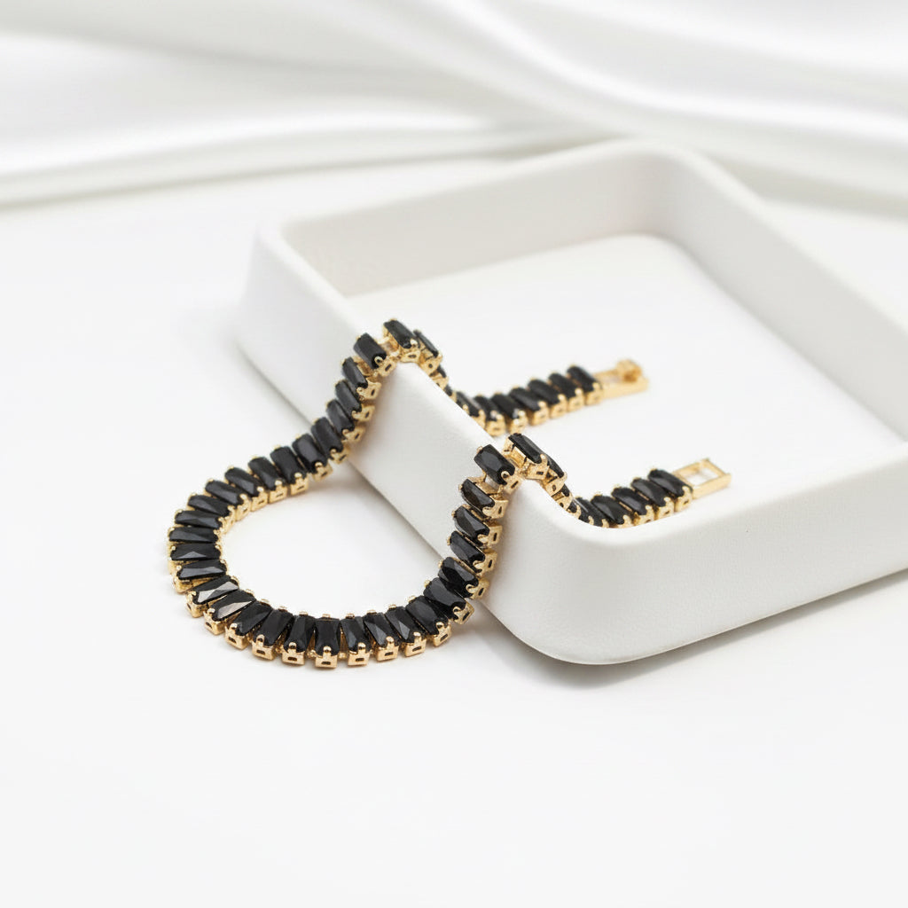 ✨Elegant Black Stone Luxury Tennis Chain Bracelet✨