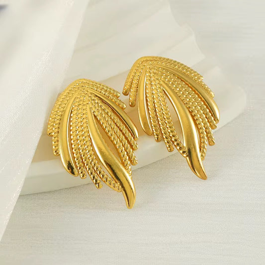 Stainless Steel Gold Leaf Butterfly earrings