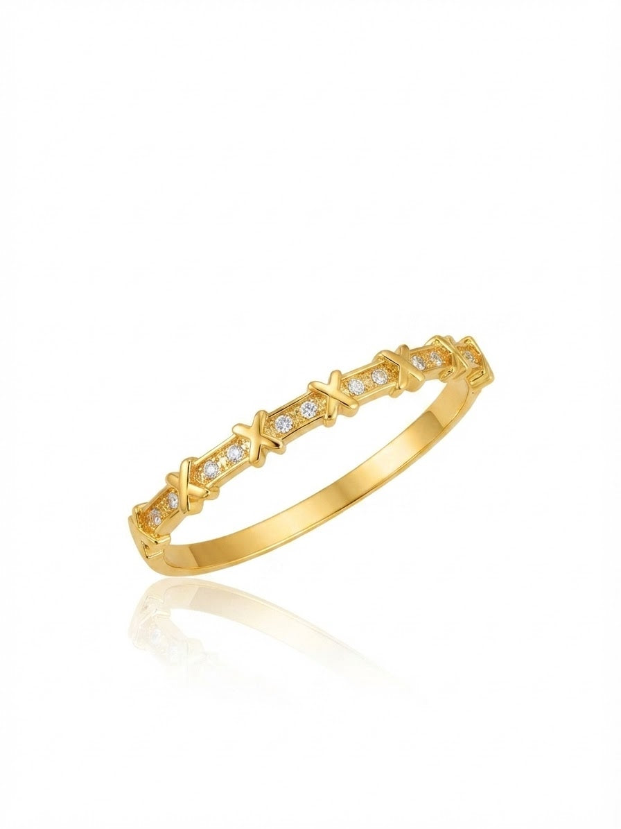 ✨Stainless steel Gold Zirconia studded 18k beaded Cuff Bracelet ✨