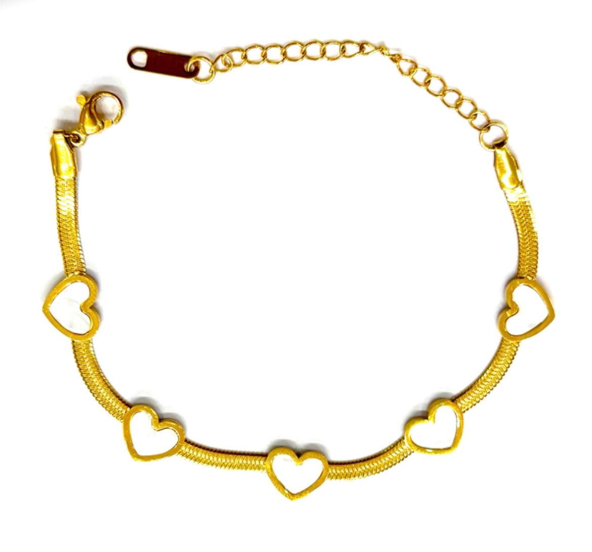 ✨Exquisite stainless steel Gold White Heart Snake Chain Bracelet ✨