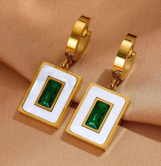 ✨Tesora White Emerald Hoop Earrings✨