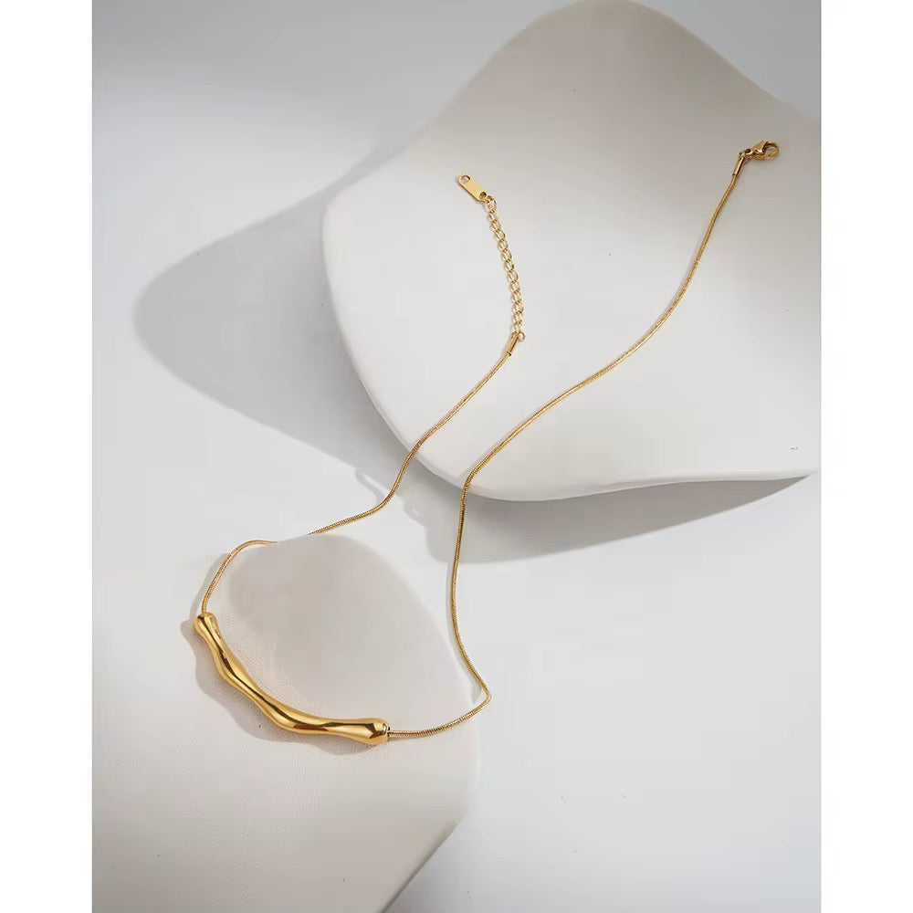 24k Gold Bar Chain Pendant ✨