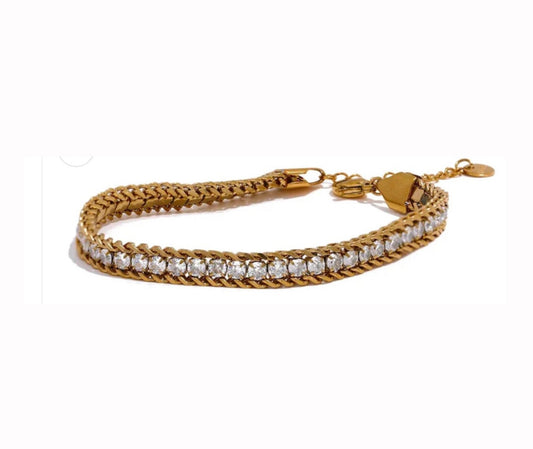✨22k Gold Luster Zircon Studded chain Bracelet ✨