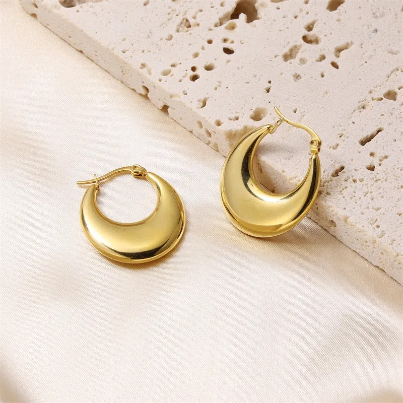 Waterproof Gold Chunky Hoop Earrings