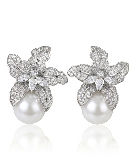✨Exquisite Silver Zircon Pearl drop Earrings ✨