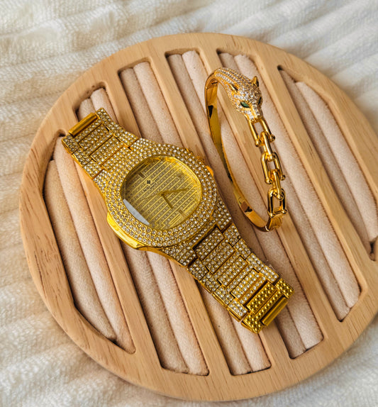 ✨ Exotic Ice Gold Statement Watch Set ✨