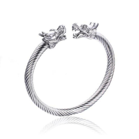 ✨Stainless steel Silver Braided Dragon Cuff Bracelet ✨