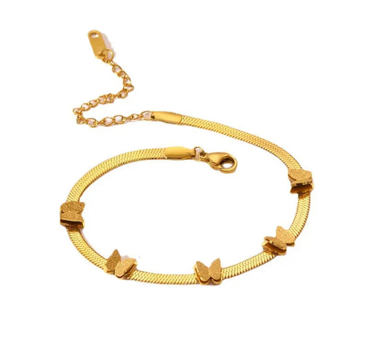 Golden Butterfly Snake Chain Bracelet