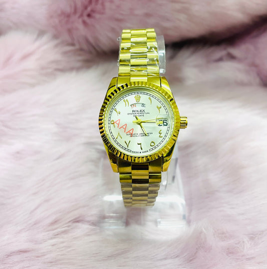 ✨Premium Gold Day Date Arabic Dial Perpetual Watch ✨