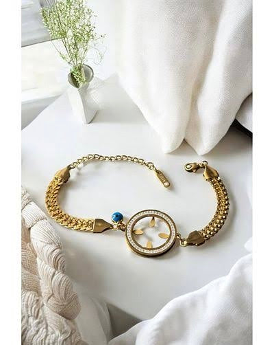 ✨Stainless Steel Gold Diamanté Eva Chain Bracelet ✨
