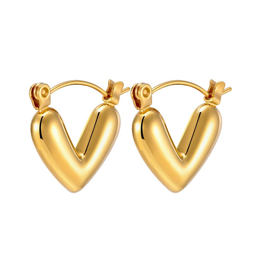 Venne Heart Drop Gold Earrings