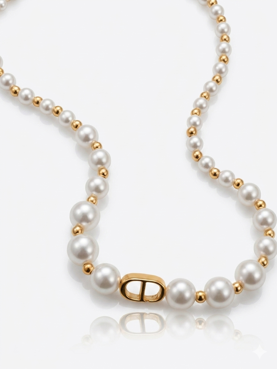 ✨Stainless steel Gold Pearl Necklace ✨