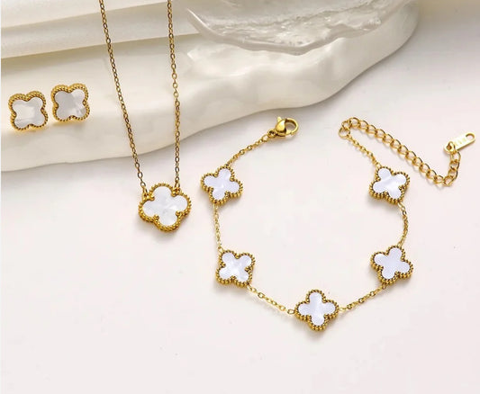 ✨Stainless Steel Dream 5 motif White Clover Vanna Set ✨