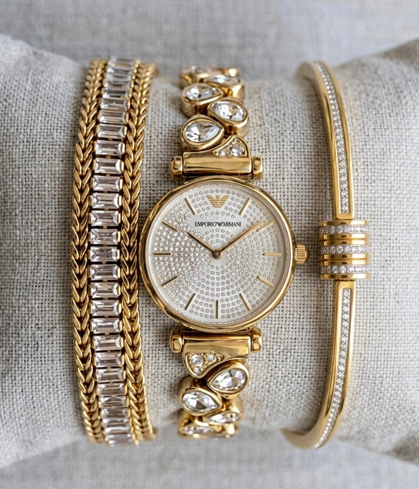 ✨ Exquisite White Carte Zirconia Watch Stack ✨