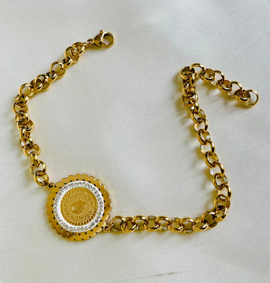 ✨ Stainless Steel Gold Verse Diamantés Chain Bracelet ✨
