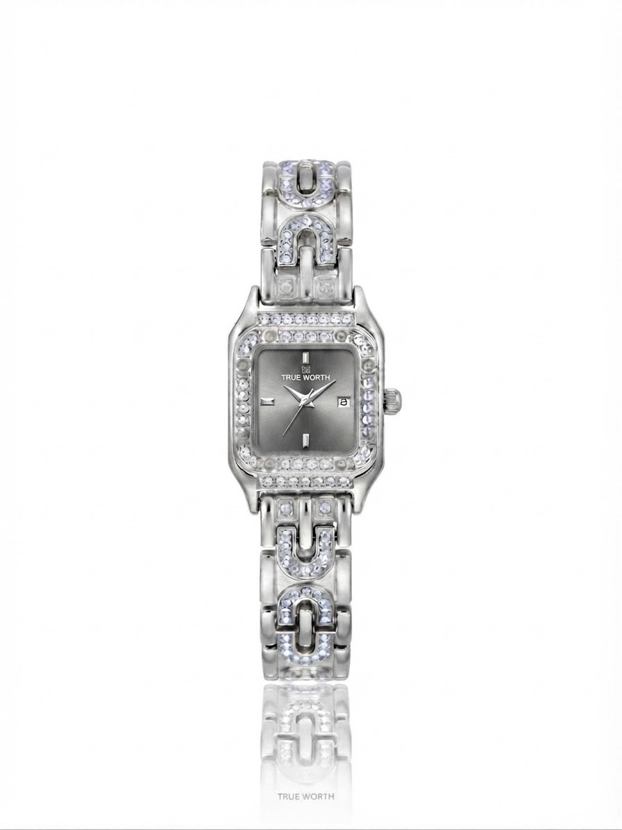 ✨Exquisite stainless steel Silver Zirconium True worth Watch✨