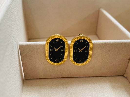 ✨Stainless steel Gold Black Clock Earrings ✨