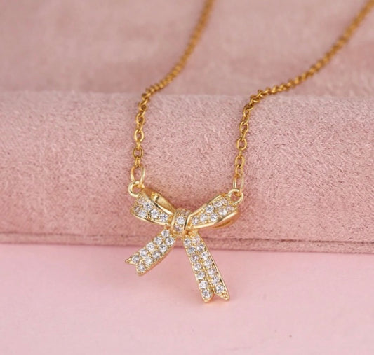 ✨Sterling Gold Zirconium Bow pendant ✨