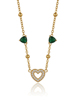 ✨Stainless steel Zirconia Emerald Heart Beaded Pendant ✨