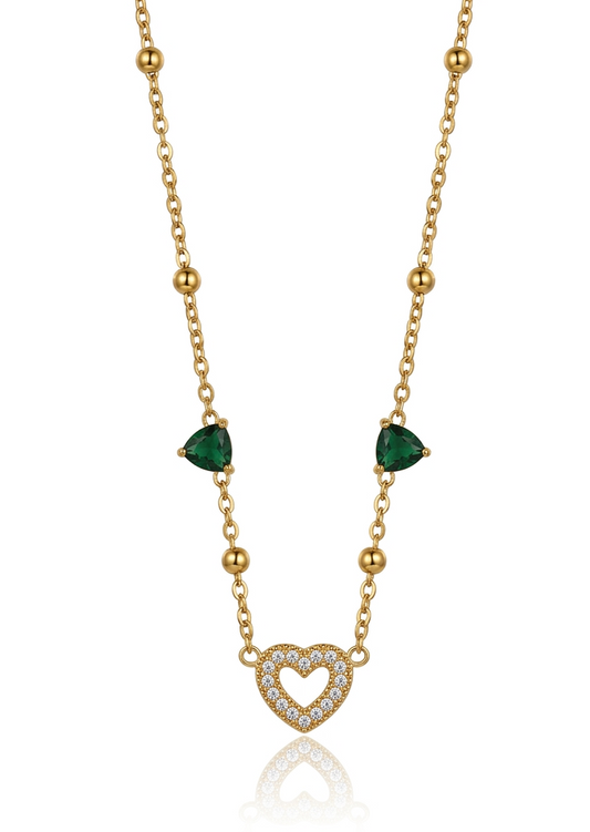 ✨Stainless steel Zirconia Emerald Heart Beaded Pendant ✨