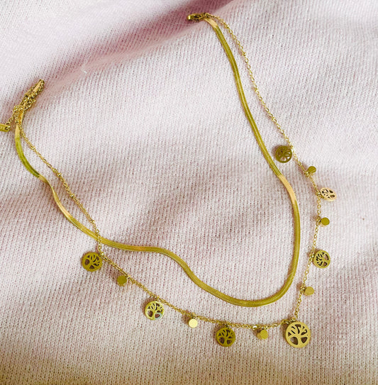 ✨Stainless steel Layered Snake chain Clovie charm Pendant ✨