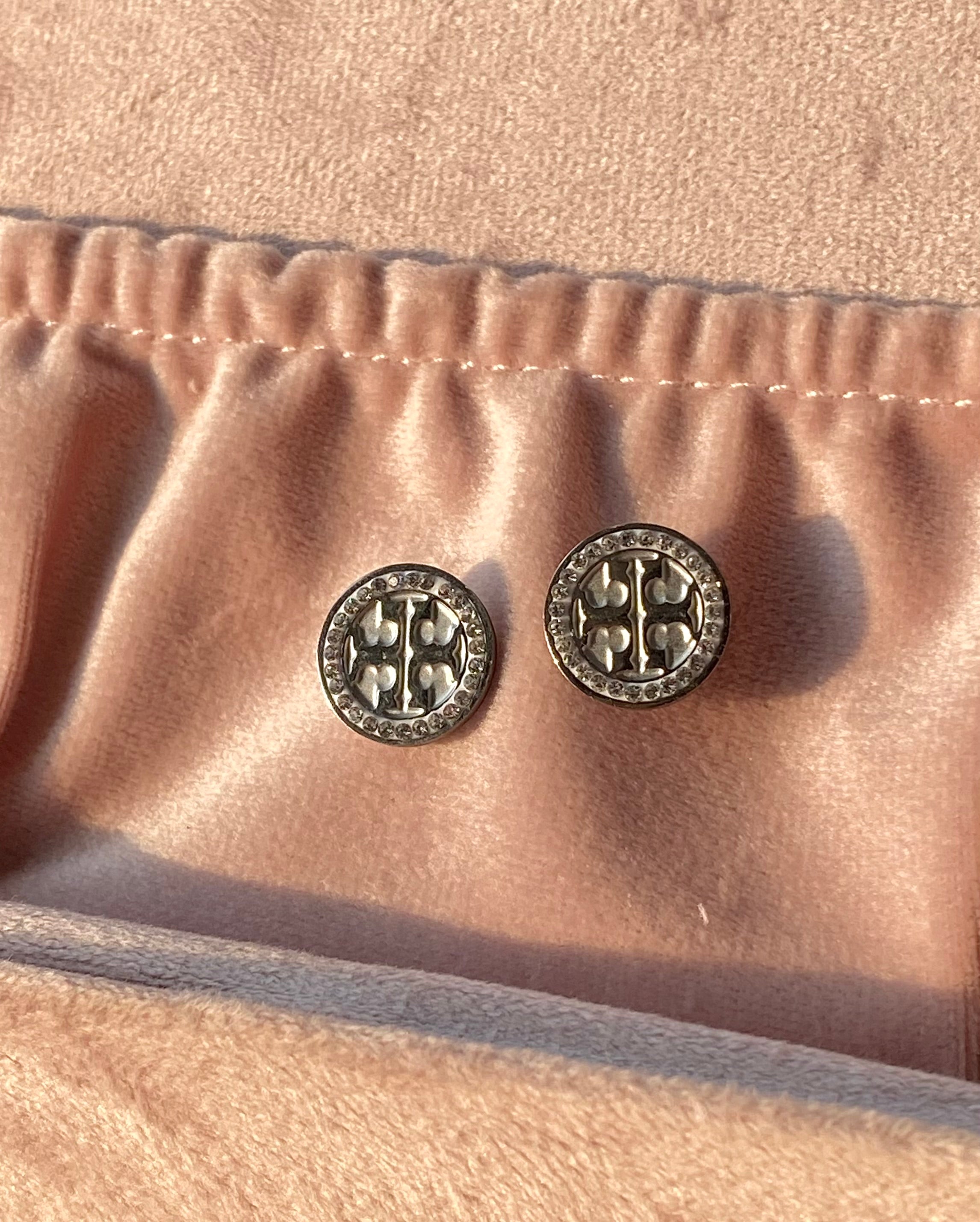 Silver studded tb earrings