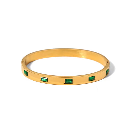 ✨22k Gold Stainless Steel Emerald Bar Gold Cuff Bracelet✨
