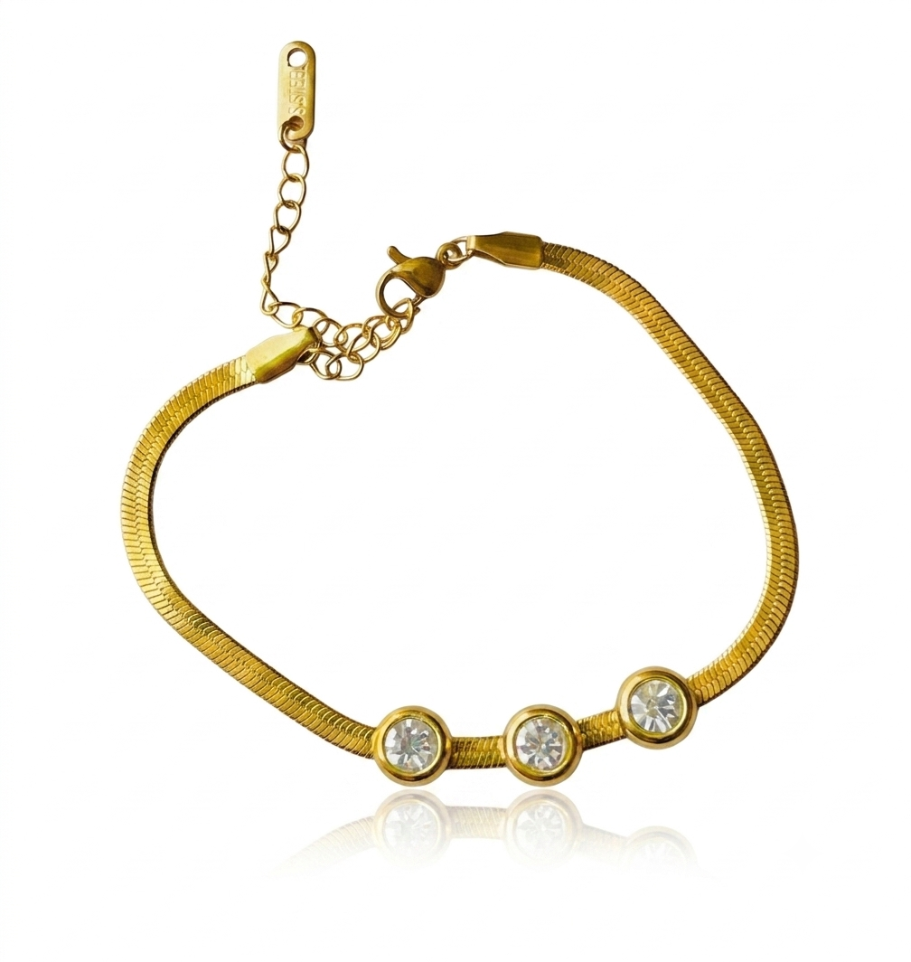 ✨18k White Stone Snake Chain Bracelet ✨