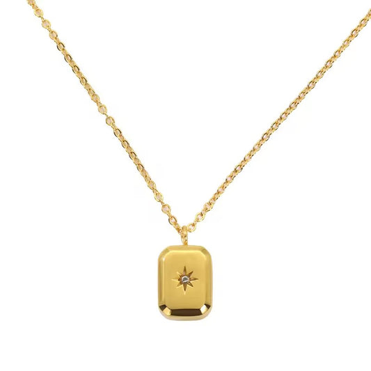 ✨Stainless steel Gold Brick Crystal Pendant ✨