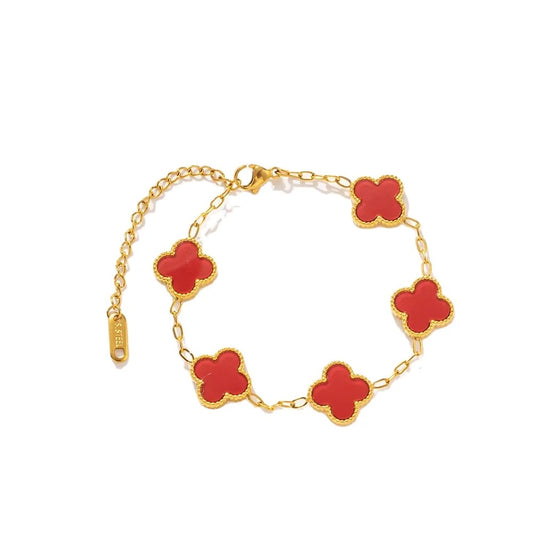 Red double sided clover bracelet