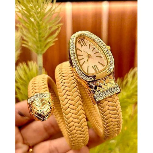✨Exclusive Brown Leather Bvlg Snake serpenti Watch ✨