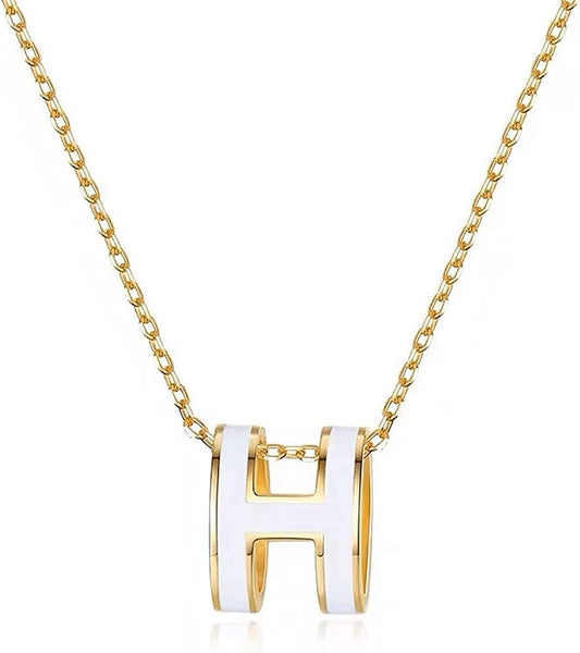 ✨White H enamel pendant✨