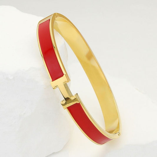 ✨Stainless steel exquisite Red Enamel Gold Cuff Bracelet✨